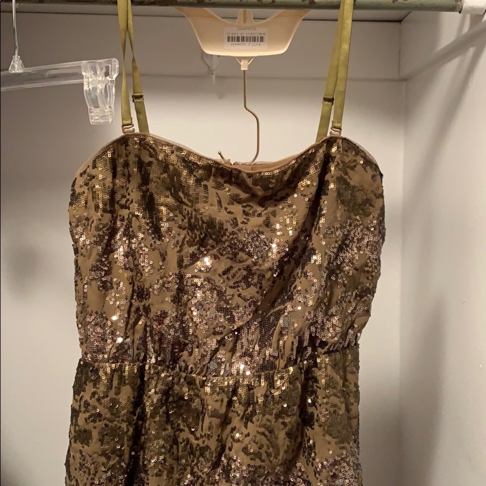 BCBGMAXAZRIA Olive Sequin Dress with Pockets
